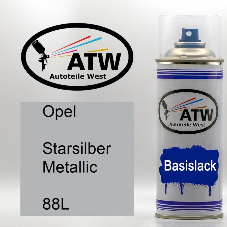 Opel, Starsilber Metallic, 88L: 400ml Sprühdose, von ATW Autoteile West.